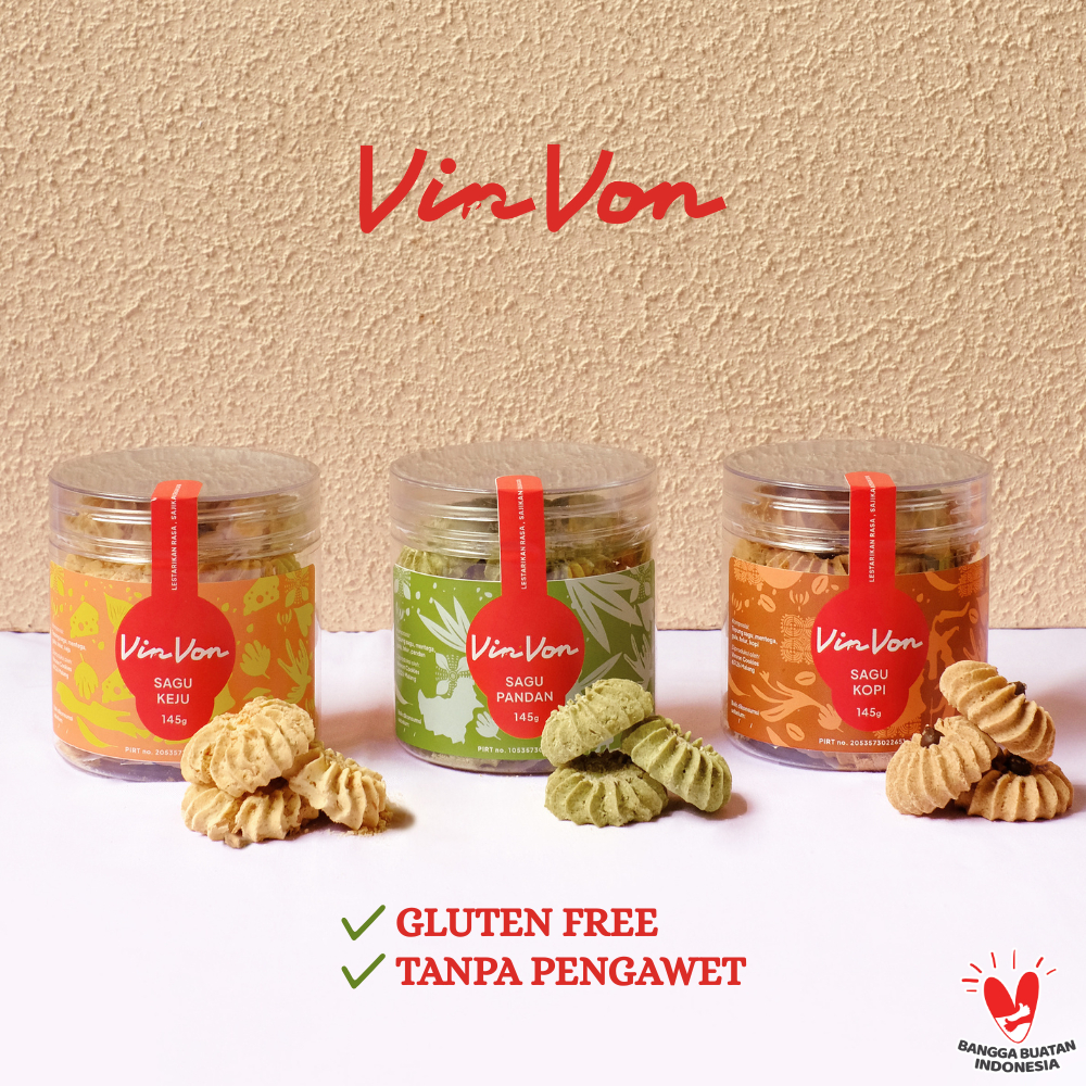 

Vinvon - Bundling Sagu Series (Sagu Keju Edam, Kopi, Pandan) 145 gr | Kue Kering | Keju | Kopi | Pandan | Sagu | Snack