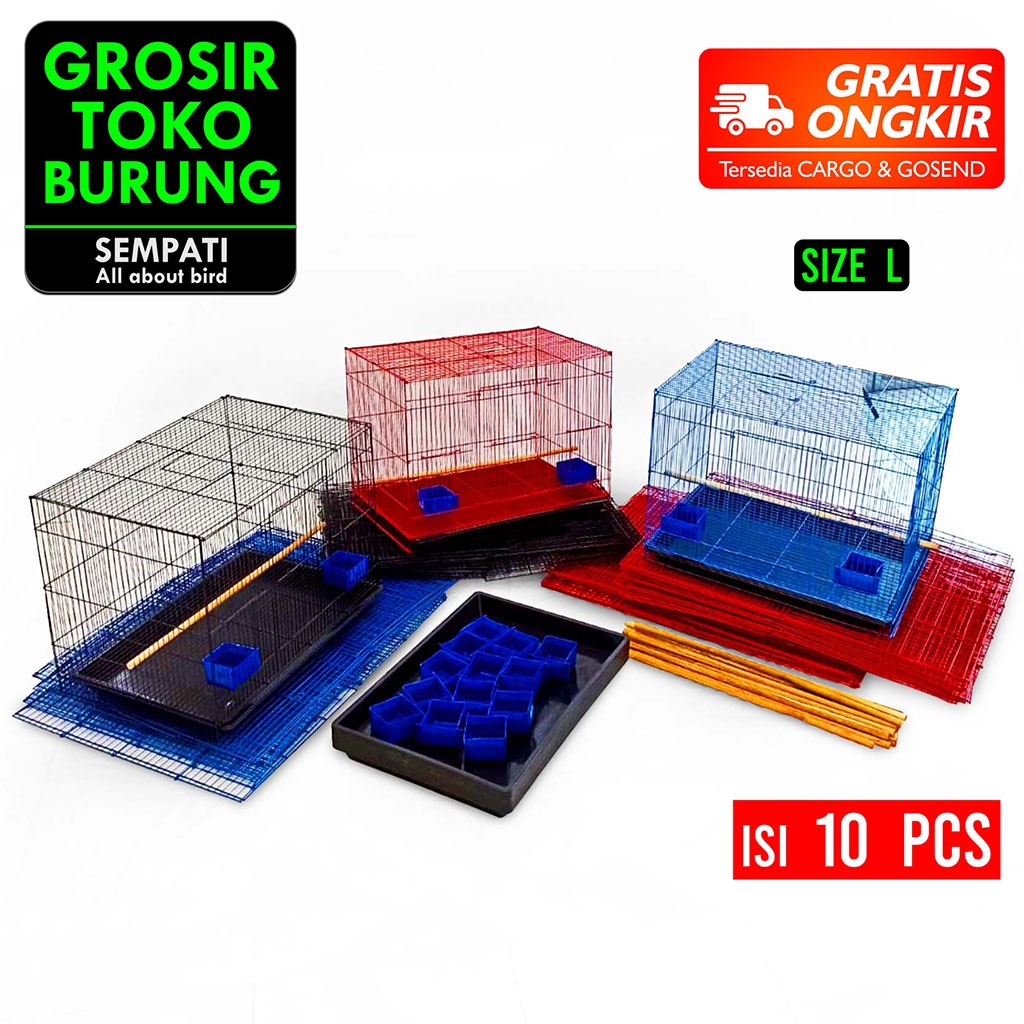 SEMPATI GROSIR Sangkar Kandang Umbaran Kucing Size Large L 60x40cm Ekonomis Isi 10 Pcs Fullset Free 