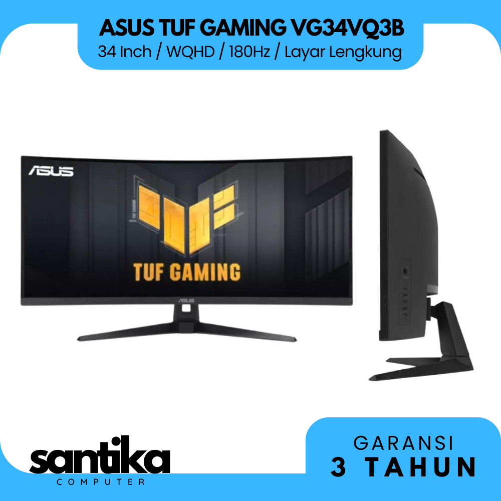 Asus Monitor Gaming TUF Gaming VG34VQ3B – 34 inci WQHD Layar lengkung, 180Hz