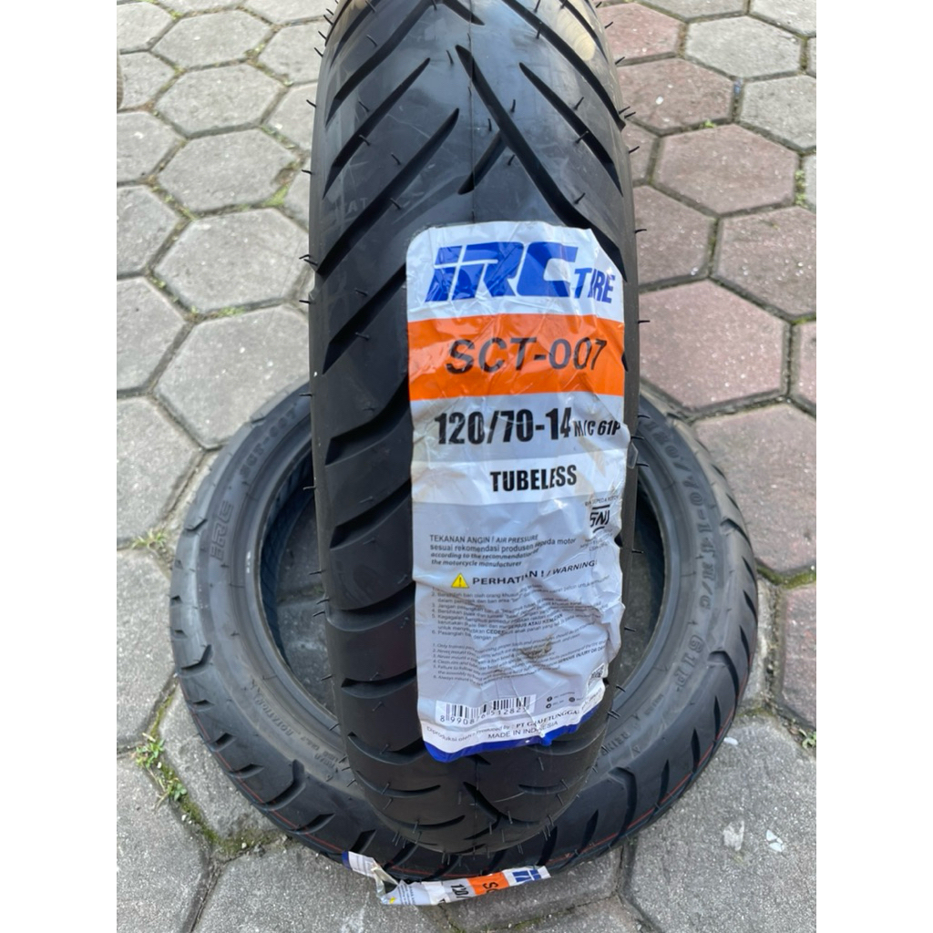 BAN BELAKANG IRC SCT-007 120/70-14 TUBELESS – PCX 150, VARIO 160 (BAN LUAR MOTOR MATIC LEBAR)