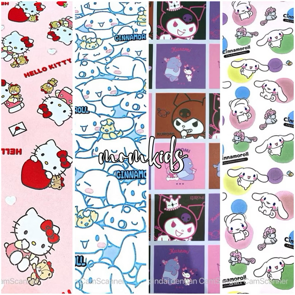

KERTAS KADO SANSAN WAWA SANWA MOTIF HELLOKITTY KUROMI CINAMOROL