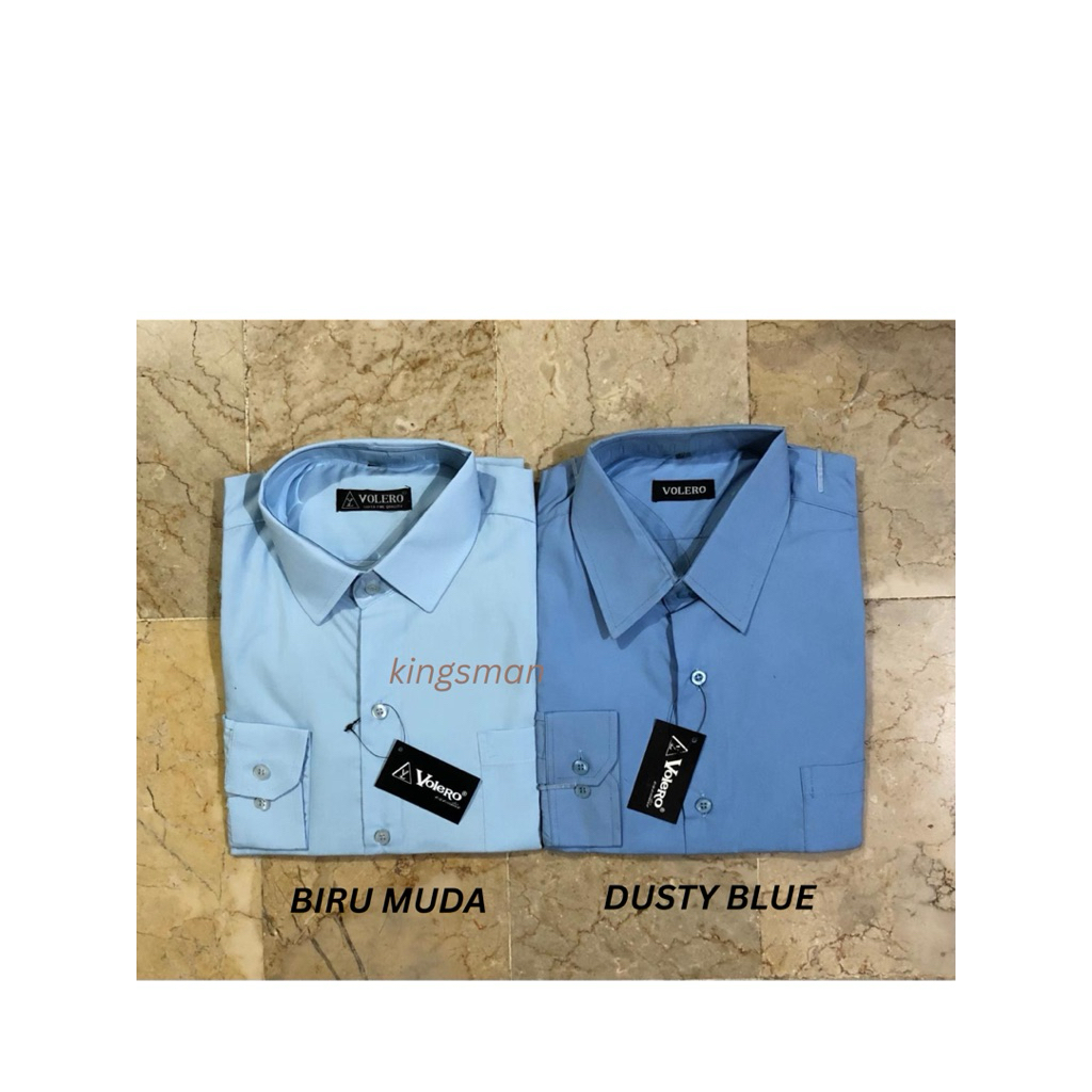 KEMEJA PRIA VOLERO - KEMEJA POLOS LENGAN PANJANG PRIA WARNA BIRU MUDA / DUSTY BLUE
