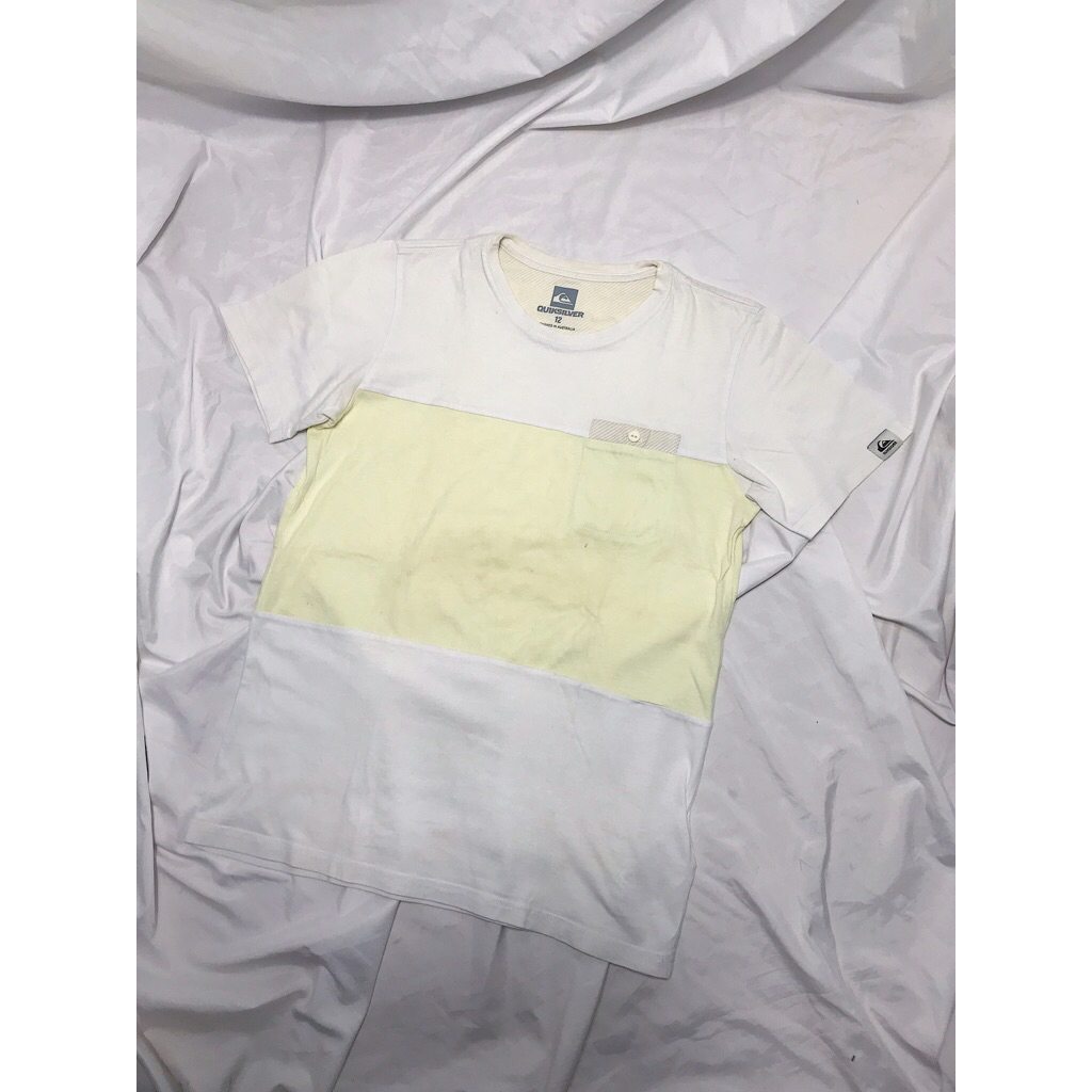 Nego Boskuu > Quiksilver Two Tone T-Shirt Original - White/Light Yellow (Outfit/Pakaian)|Preloved/2n