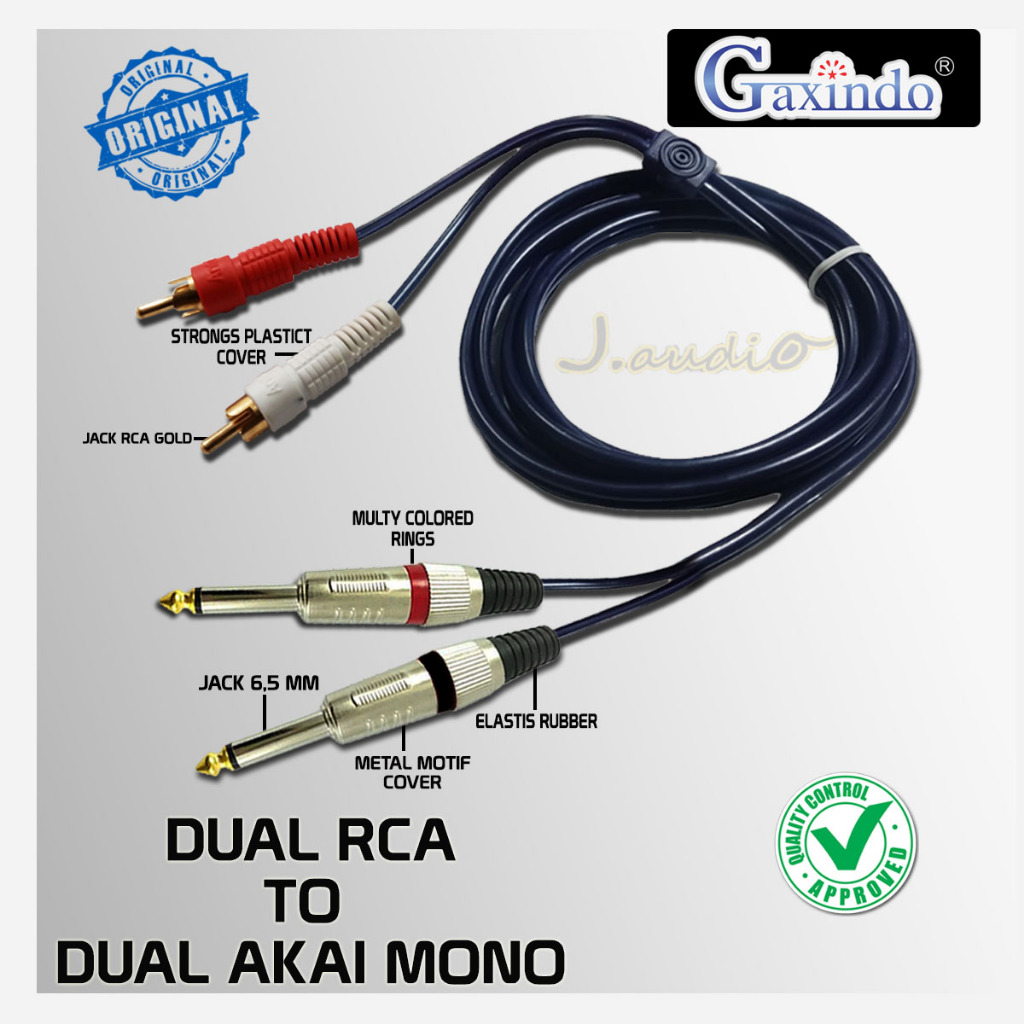 GAXINDO - Kabel 2x Jack Akai 6.5 To 2x RCA 1.5m - JUAN AUDIO