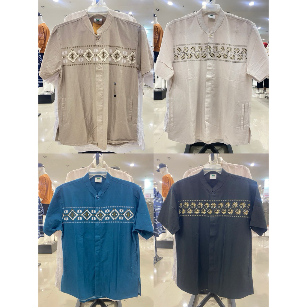 WALRUS baju koko pria kerah sanghai lengan pendek motif batik depan. Size S_XXL
