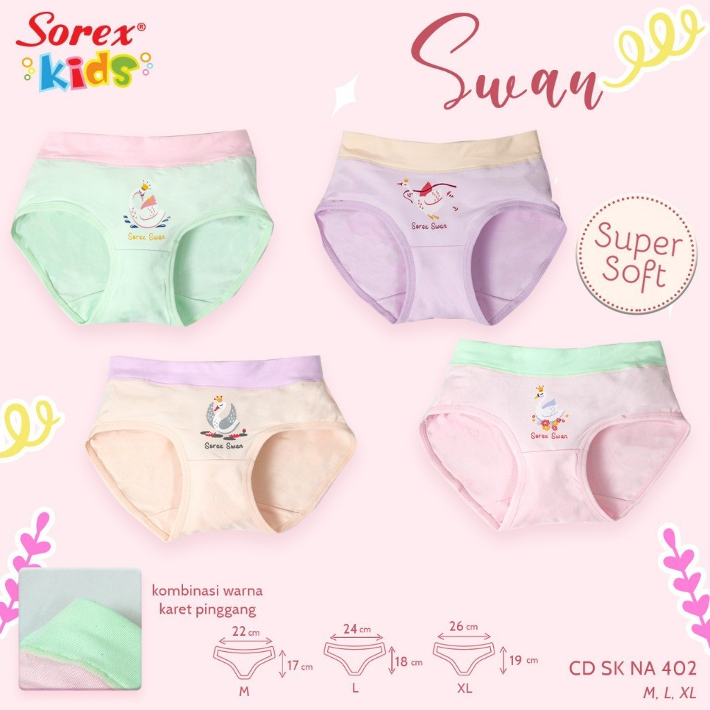BYEOLSTORE_ID - 3PCS - Sorex Kids CD Anak Perempuan Swan Super Soft, Bahannya Lembut SK NA 402-1 3PC