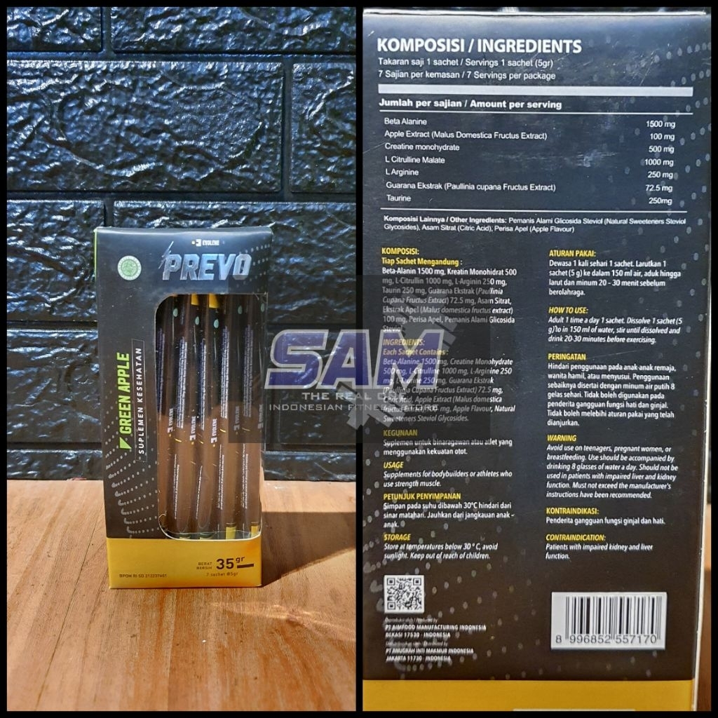 Suplemen Fitness EVOLENE Prevo 7 sachet Malang Pre Workout Creatine