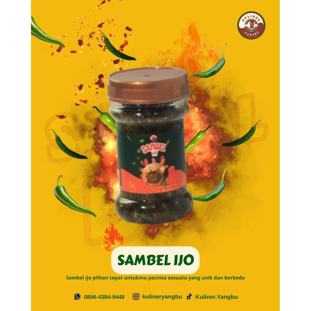 

Sambal ijo Kuliner Yangbu pedas asin homemade halal tanpa pengawet sintetis 120/170gr