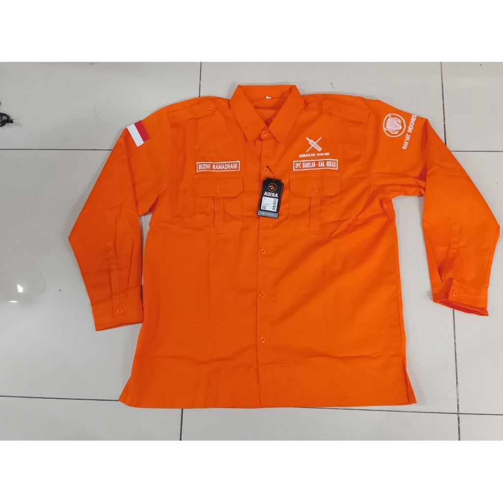kemeja ormas gerakan rakyat baju pdl gerakan rakyat lengan panjang