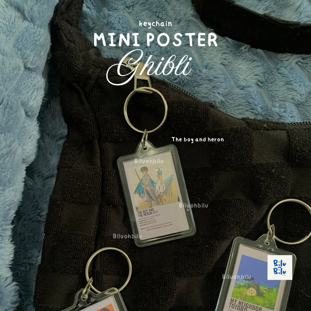biluohbilu| Keychain mini poster studio ghibli, gantungan kunci ghibli, biluohbilu| keychain ghibli 