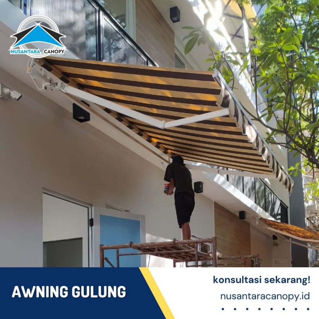 Kanopi Lipat Awning Gulung Otomatis dan Manual Bergaransi Depok - Canopy Buka Tutup Outdoor Murah