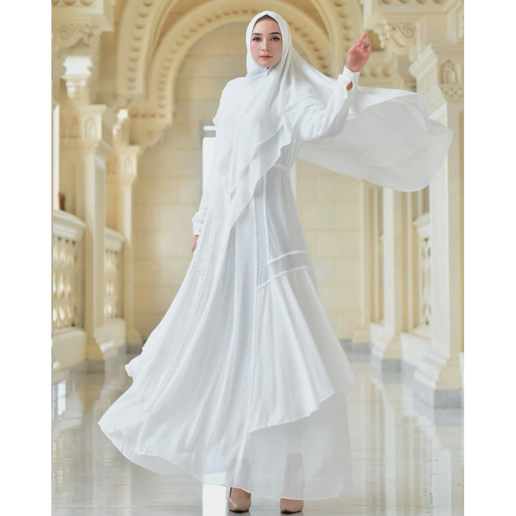 GAMIS SYARI PUTIH MEWAH
