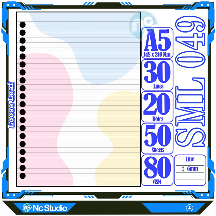 

Loose leaf Kertas binder A5 Isi 50 Lembar Polos karakter Simile senyum icon lucu autestic autestik Estetik Buku Refil isi ulang lucu warna warni bergambar garis Repil Vol-1