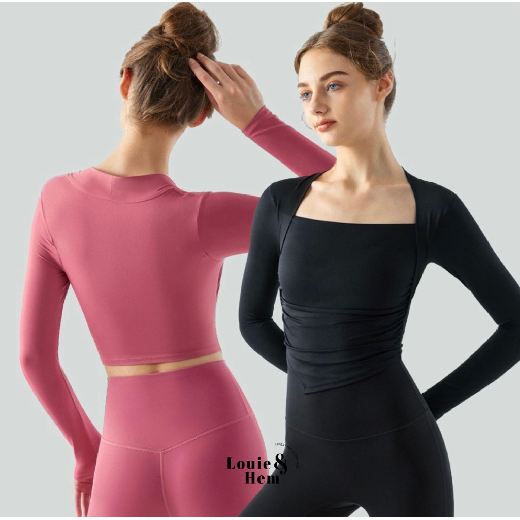 Alaia Baju Kaos Lengan Panjang Olahraga Wanita Long Sleeve Yoga Pilates Gym Fitness with Cup Bra