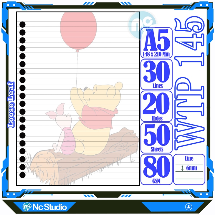 

Loose leaf Kertas binder A5 Isi 50 Lembar Polos karakter Winnie The Pooh Beruang Kuning icon lucu kartun autestic autestik Estetik Buku Refil isi ulang lucu warna warni bergambar garis Repil Vol-2