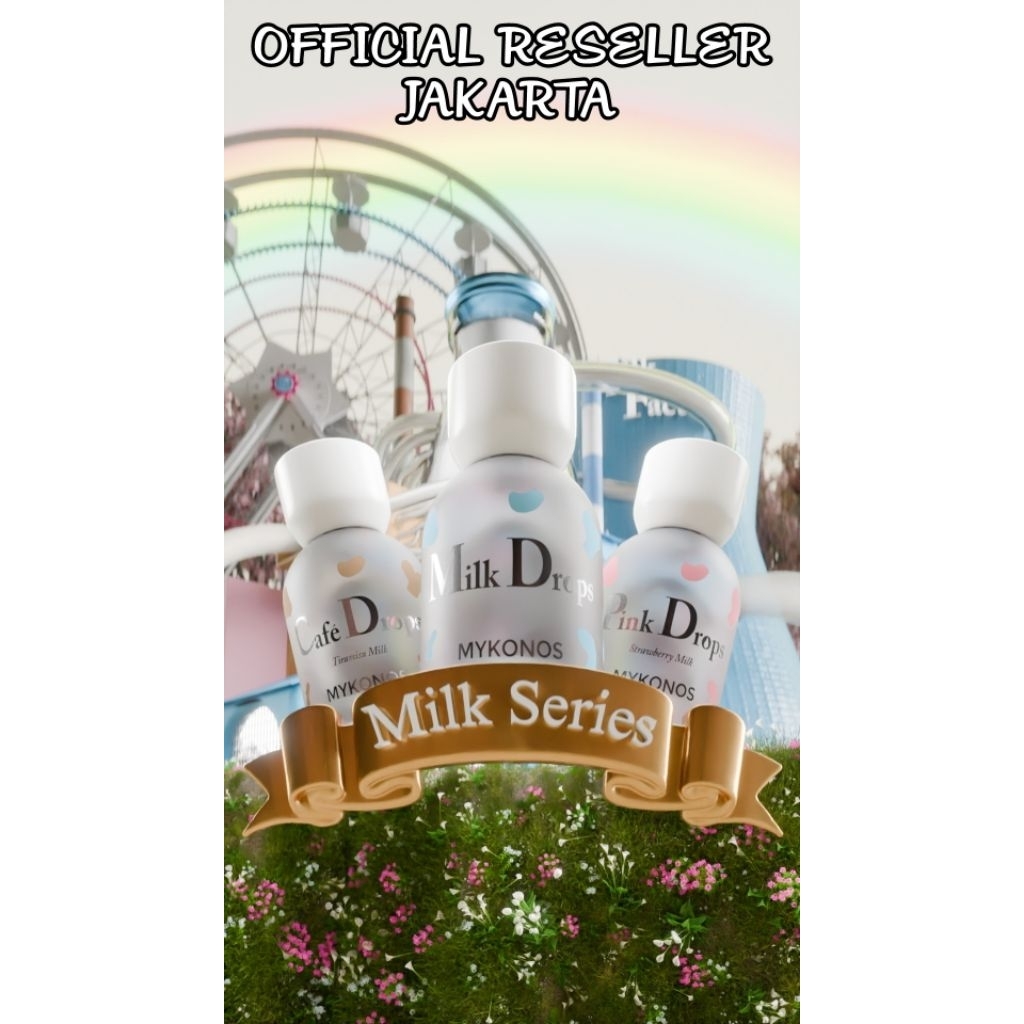 MYKONOS milk , cafe,pink drops