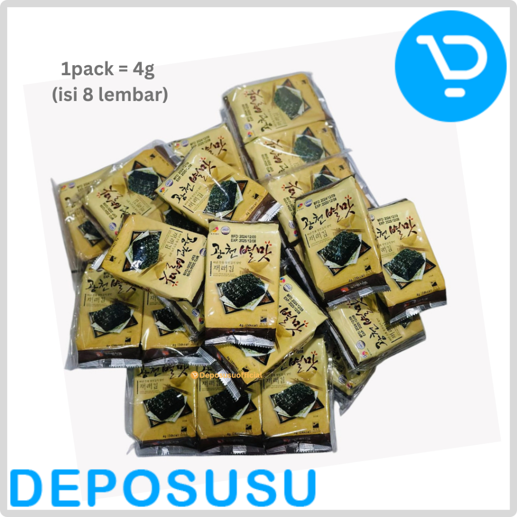 

Gwangcheon BYUL MAT seasoned Laver Nori Seaweed Rumput Laut K-Fish 4g (Bibigo Tao Kae Noi Mama suka) Snack Food Camilan