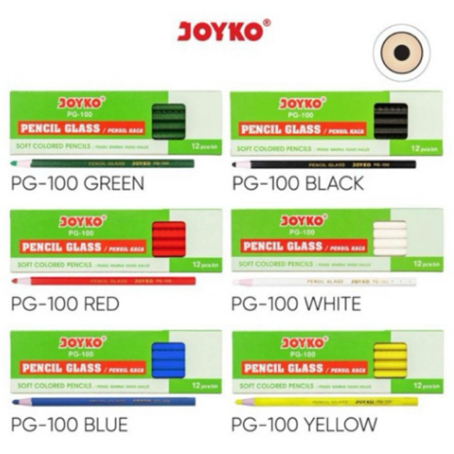

Pencil Glass Pensil Kaca Warna Joyko PG-100 1 Box 12 Pcs