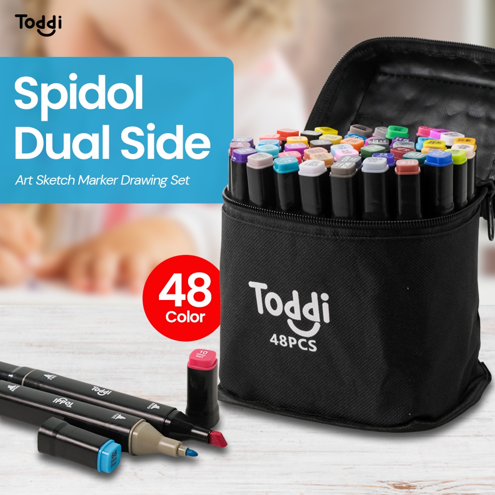

Spidol Dual Side Fine Art Brush Pen Art Marker Set Isi 48 Warna