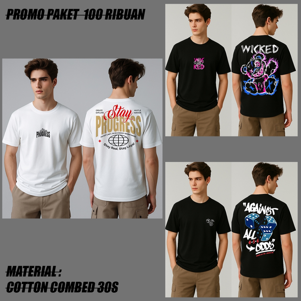 Kaos Oversize Pria Murah Kaos 3 pcs 100rb  Kaos Oversize 3 pcs 100 Ribu Kaos 3pcs Pria Kaos Murah