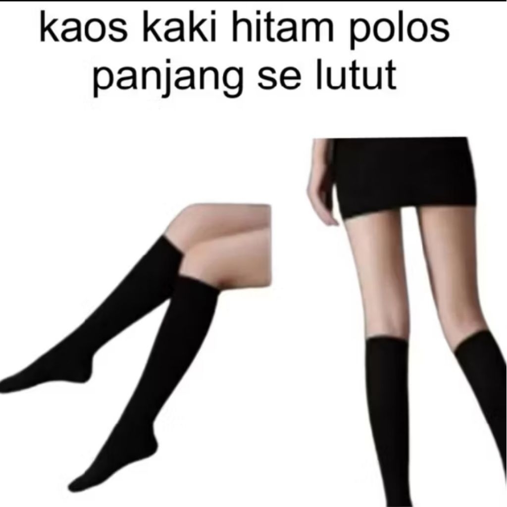 kaos kaki hitam polos panjang selutut/ kaos kaki pria wanita panjang selutut