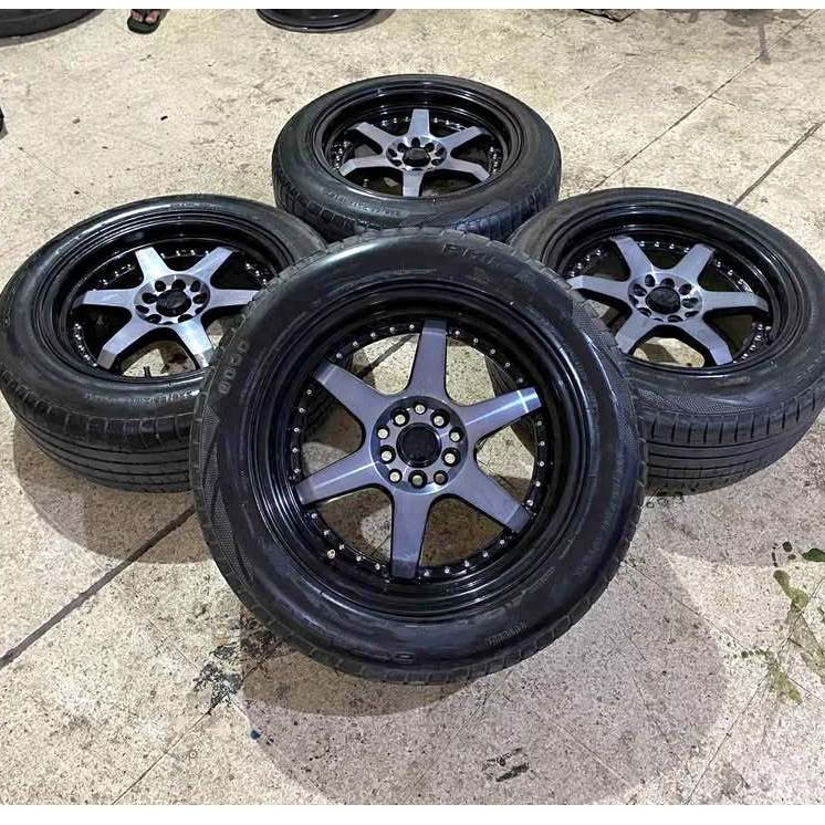 VELG MOBIL BEKAS HSR PELEG MOBIL SECOND HSR BORGO HSR RING 17 LEBAR 7,5-8,5  PCD 10X100-114 ET 40 DA