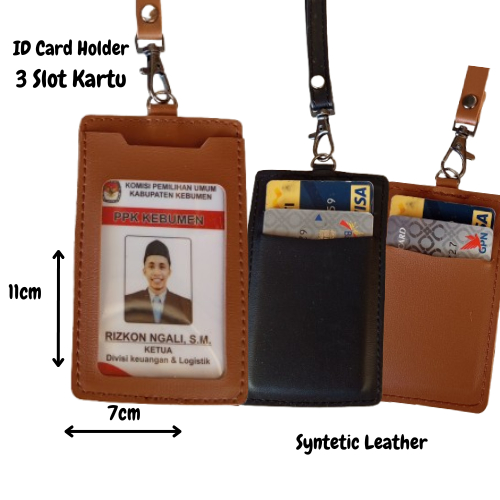 

Nametag Id Card Holder Lanyard Kulit Syntetic Leather Id Card Kerja