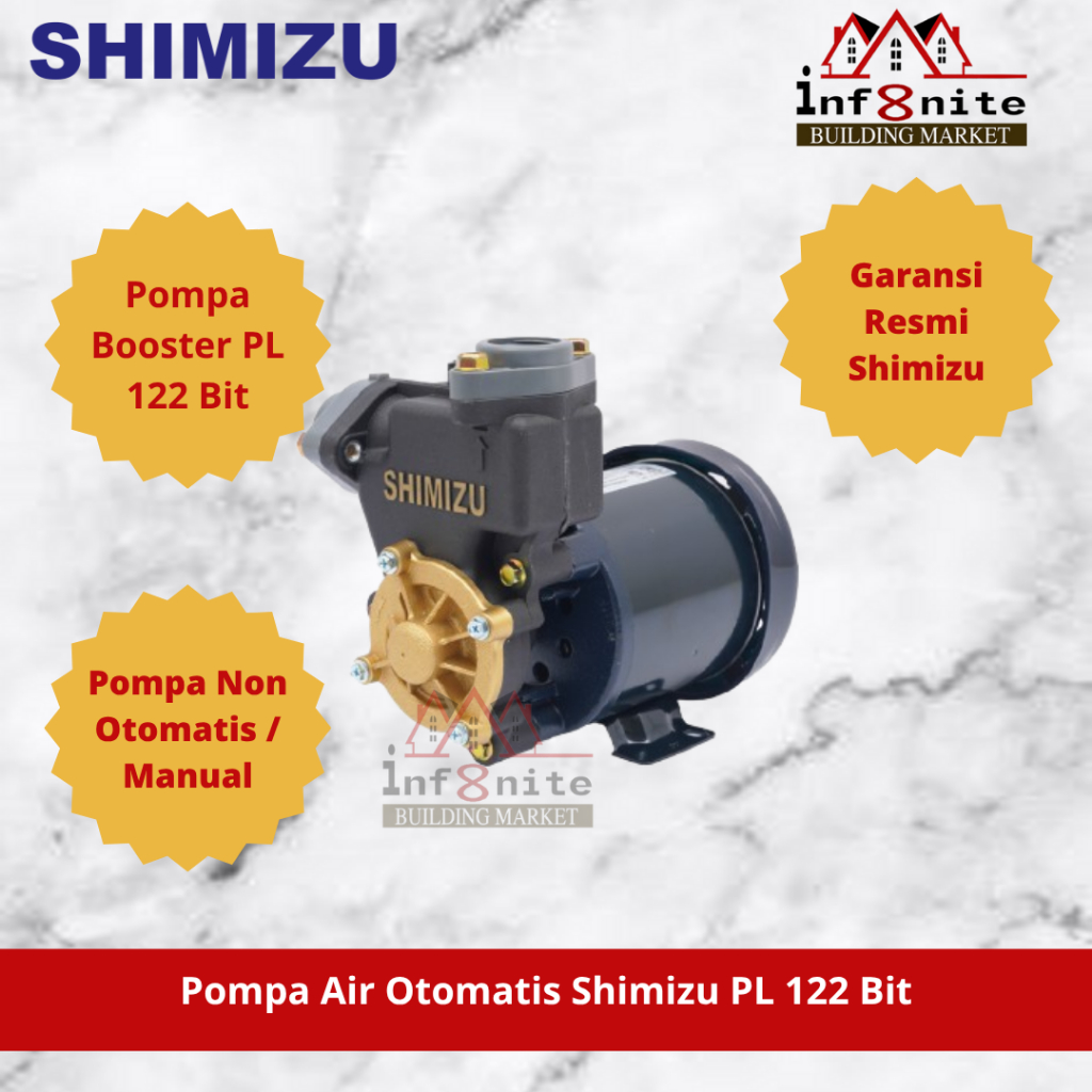 Mesin Pompa Air Shimizu Sumur Dangkal PL-122 PL122 PL 122 Bit Non Automatic Auto Manual PL122BIT