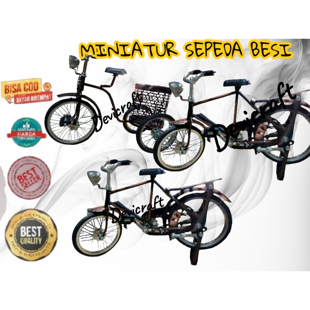Miniatur sepeda besi ( ASLI/ BUKAN KW ) sepeda ontel  sepeda keranjang becak besi
