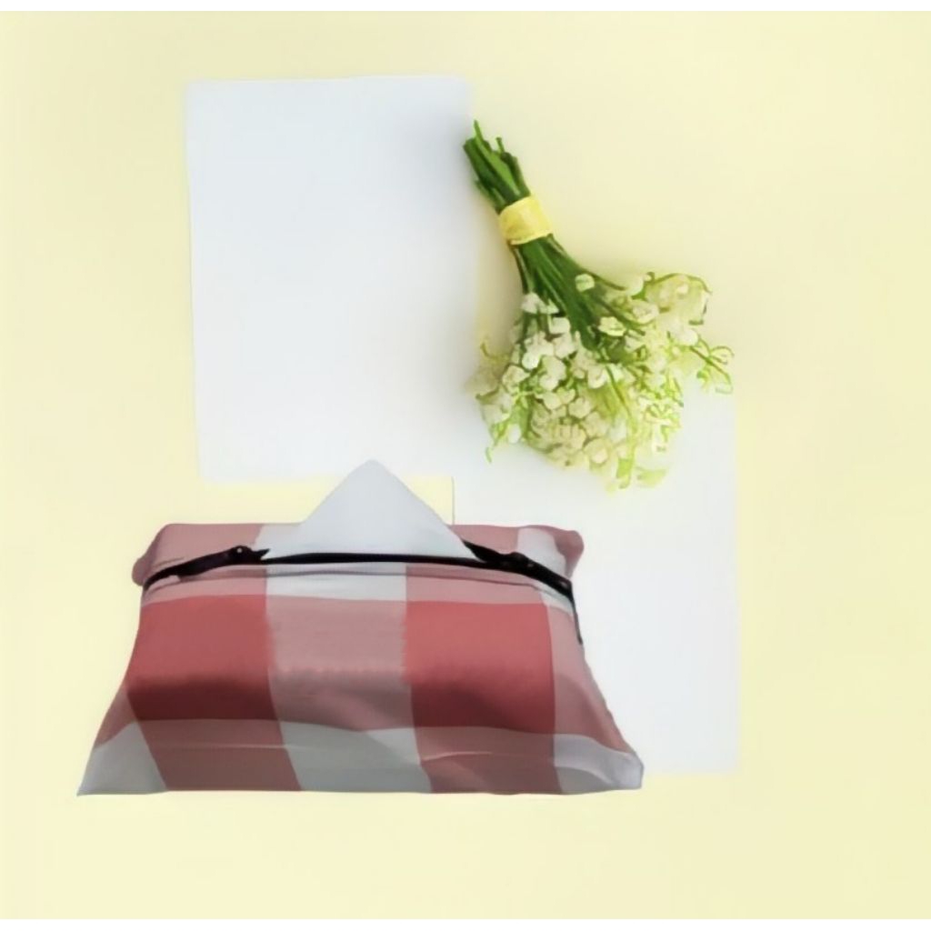 Tempat Tisu Kain/Kotak Tisu Kain/Tempat Tisu Kotak-Kotak/Kotak Tisu Pink/Tempat Tisu Resliting