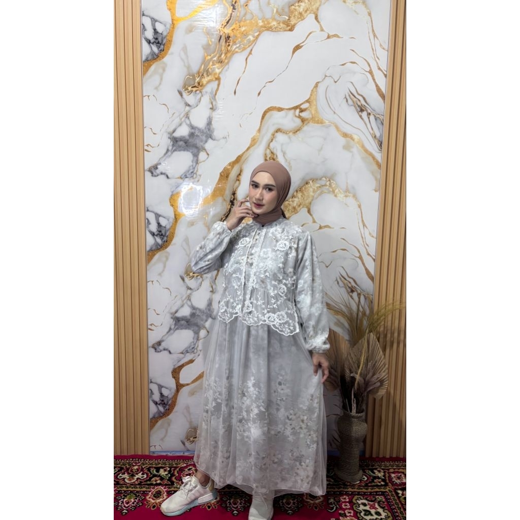 SAYSWEAR - [MIDI DRESS WANITA] (WARNA ABU) Midi Dress Trendy Stylish untuk Formal atau Daily Wanita 