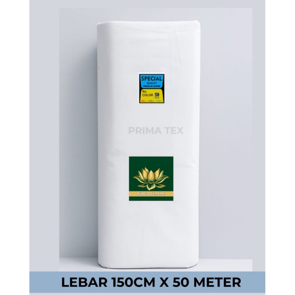 kain kafan 1 roll cap bunga teratai lebar 150cm panjang 50 meter