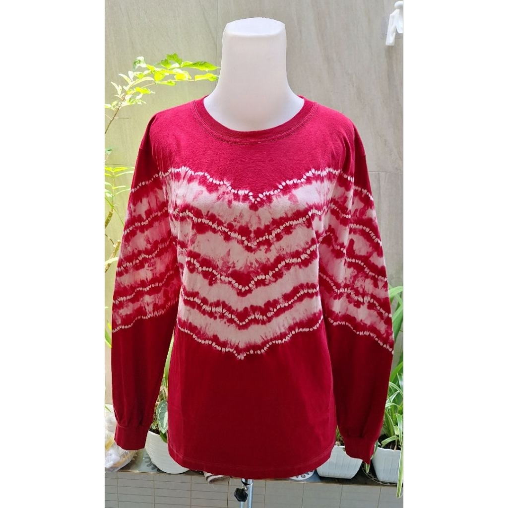 Kaos Sasirangan Kaus Olahraga Lengan Panjang Baju Atasan Katun Santai Wanita Pria Seragam Batik Kali