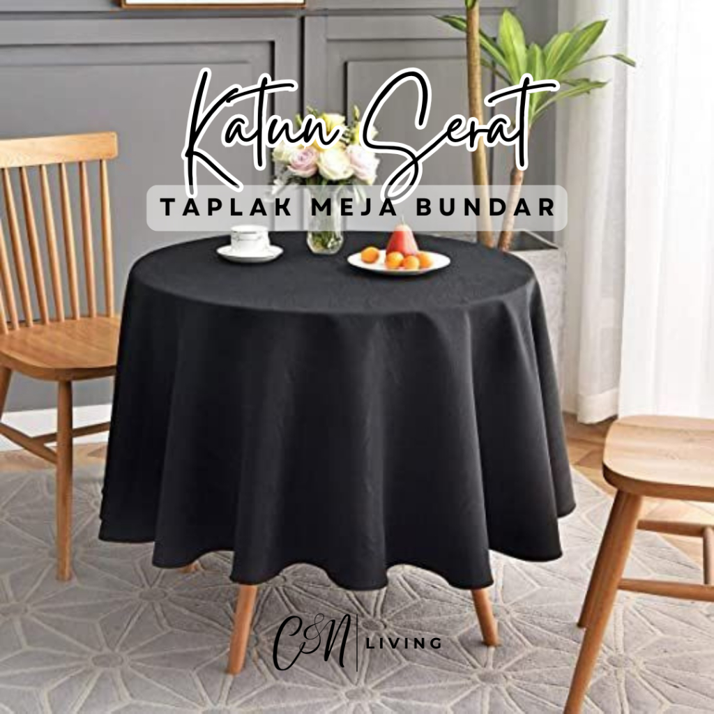 TAPLAK MEJA BUNDAR KATUN BERSERAT DIAMETER 100 - 120 - 140 CM TAPLAK MEJA KERJA