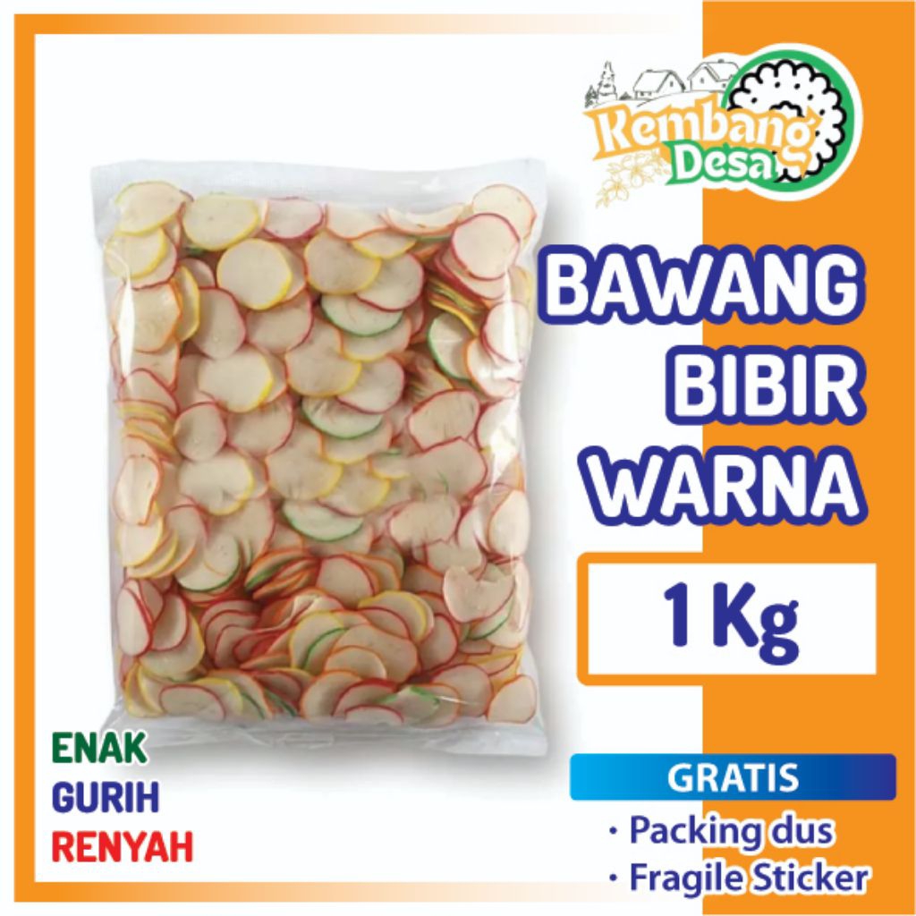 

[ 250g ] KRUPUK BAWANG BIBIR WARNA MENTAH SEBLAK DAN CAMILAN GORENG