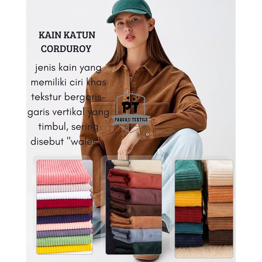 bahan kain katun corduroy khusus 14 wale/kain katun corduroy meteran termurah(harga tertera 50cm)