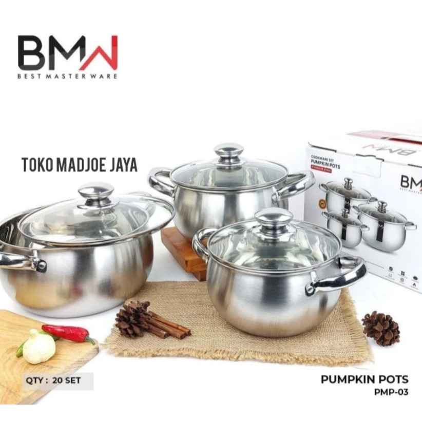 Panci Labu Calypso 3 in 1/ panci labu stainlees calypso panci 1 set isi 3 pcs tutup kaca /panci kuah