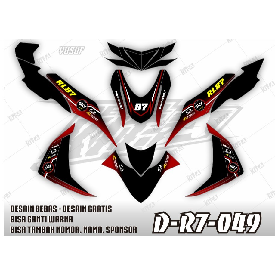 DECAL STIKER MOTOR YAMAHA MIO M3 125 biru batik monster energy  D-R7-061