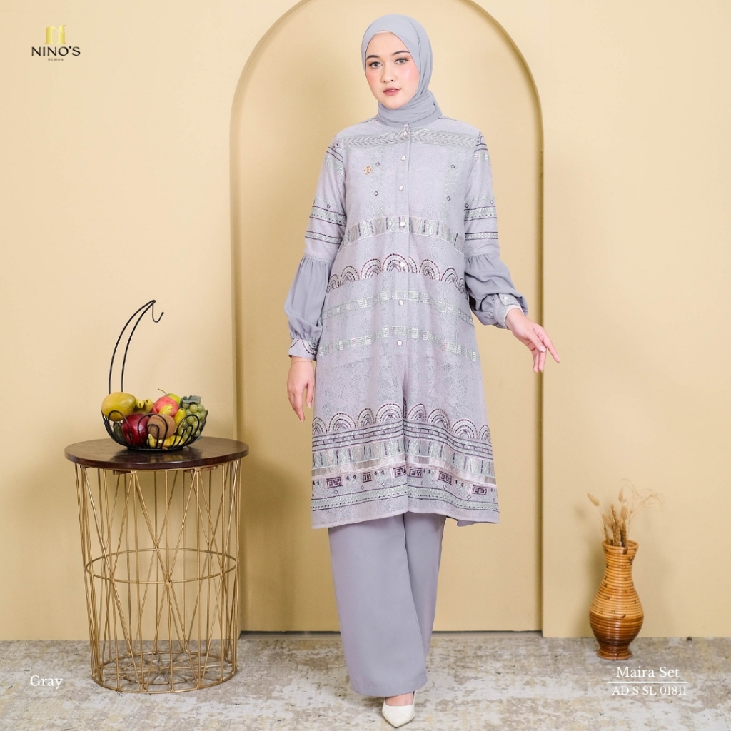Ninos Design  Maira Set Celana Muslim Wanita Kekinian