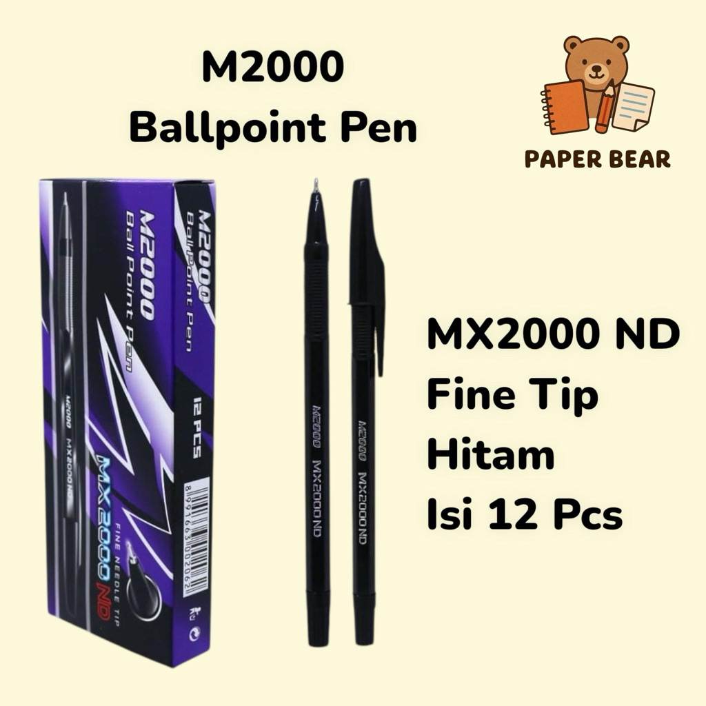 

Pulpen M2000 MX2000 ND Bolpen 1 Box Ballpoint Hitam 12 Pcs Fine Tip Tinta Lancar Cocok Untuk Sekolah Dan Kantor Stationery