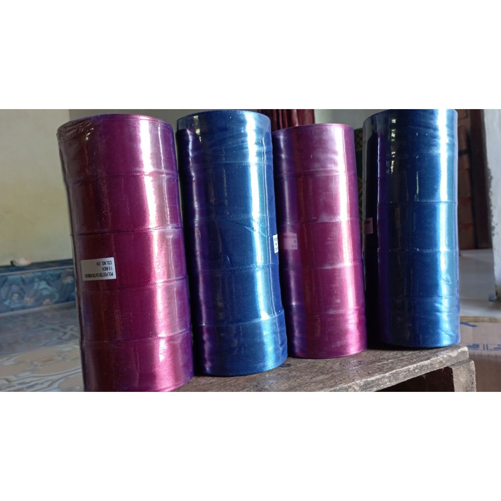 

PITA SATIN 1,5inch 4CM . pita maroon navy Souvenir hampers kain parcel bunga satin