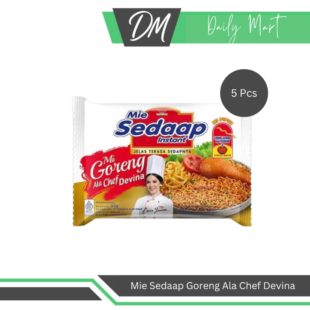 

Mie Sedaap Goreng Chef Devina (Harga Per 5 Pcs) - Mie Instan Enak Murah