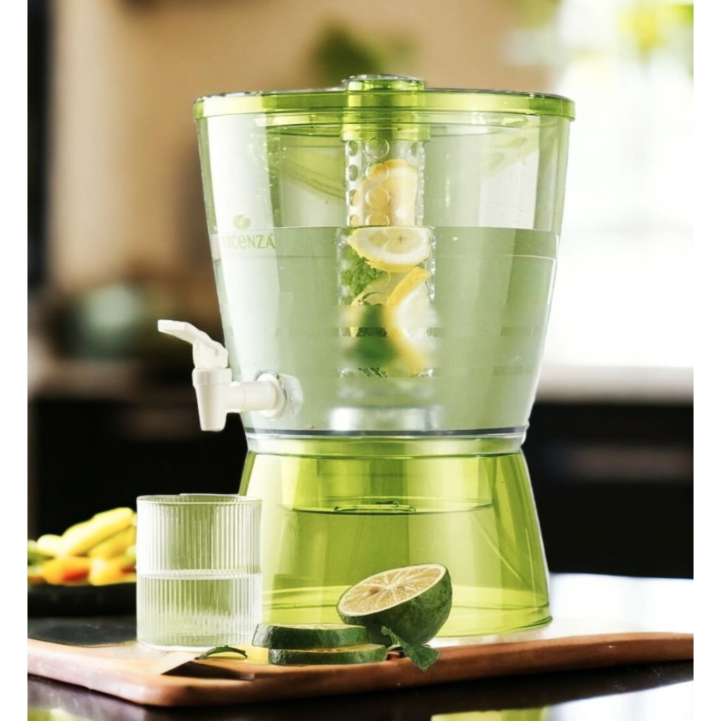 Dispenser VICENZA dilengkapi Filter air, Teknologi Infused Water, Wadah penyaring sebagai tempat bua