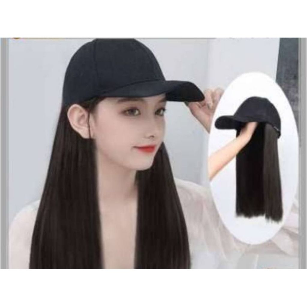 wig TOpi Basseball TOpi Wig panjang wig Topi lurus