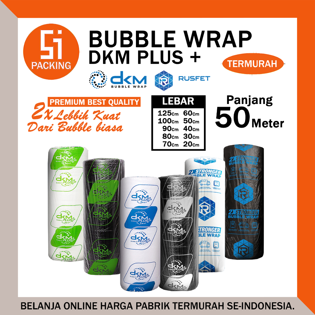 

Plastik Bubble Wrap 125 X 50 Meter Dkm Plus Bubblewrap Packing 40cm 30cm x 50m