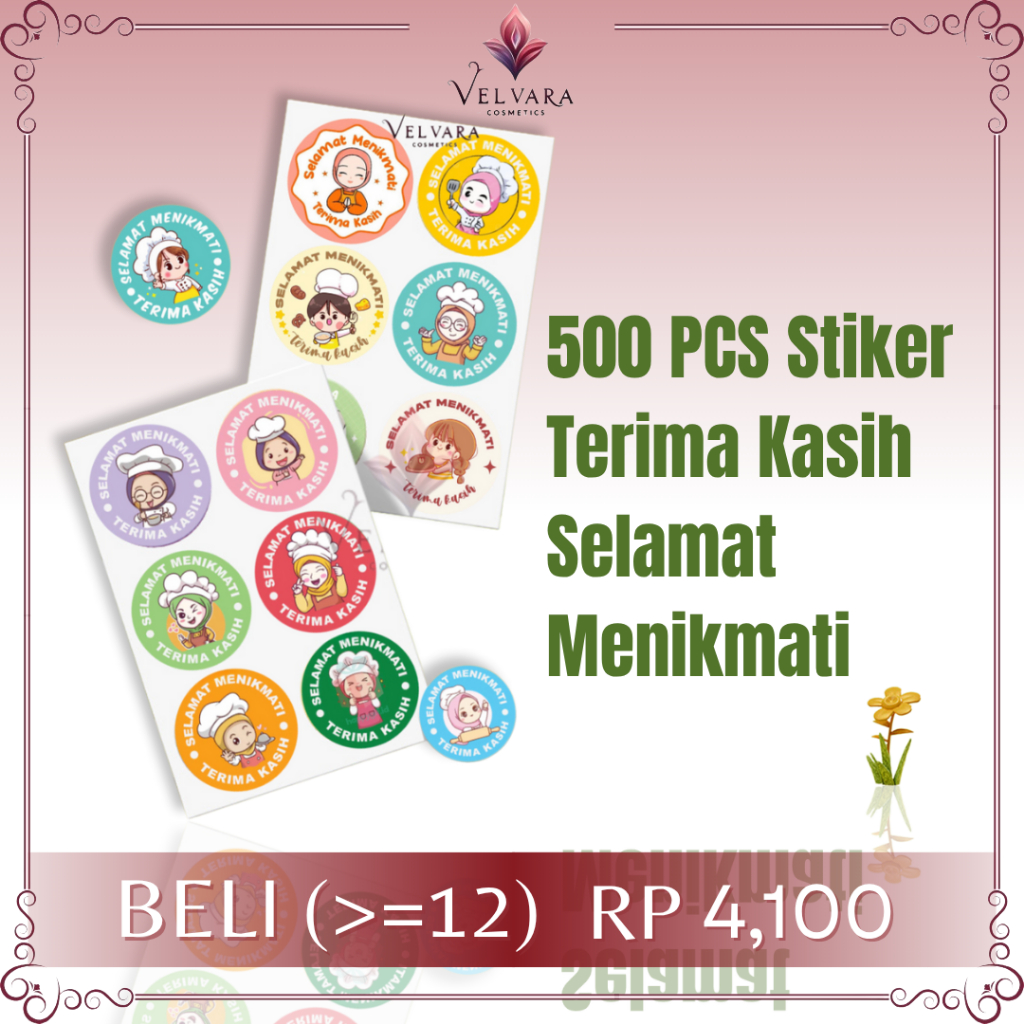 

500 Pcs Stiker Terima Kasih Bulat Roll Selamat Menikmati Untuk Makanan Kue Catering ST001