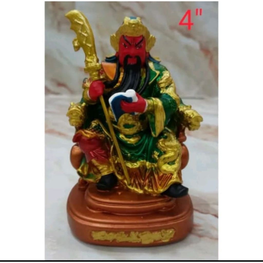 patung dewa kwan kung / kwan kong / guan yu - fiber - 4inch