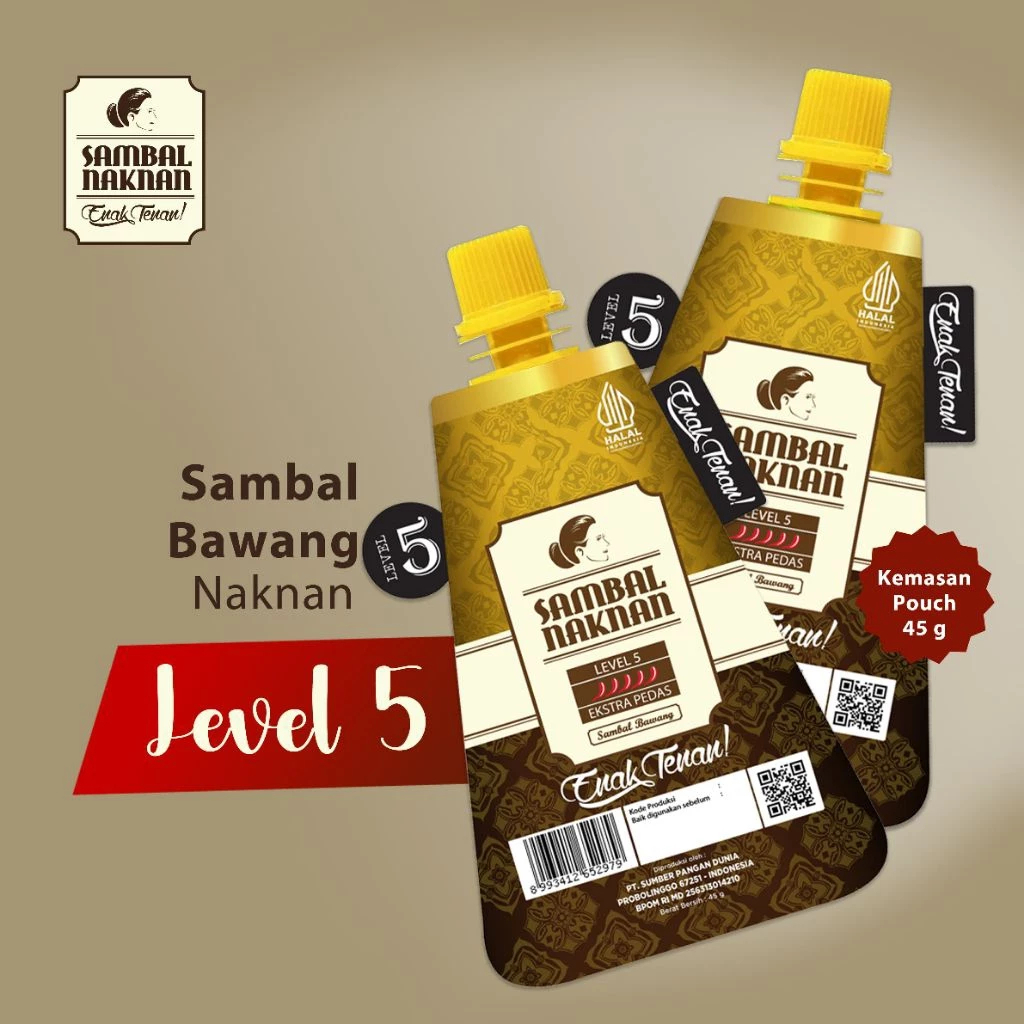 

Sambal Bawang Naknan 45 Gram Level 5 Pouch WJM Makassar