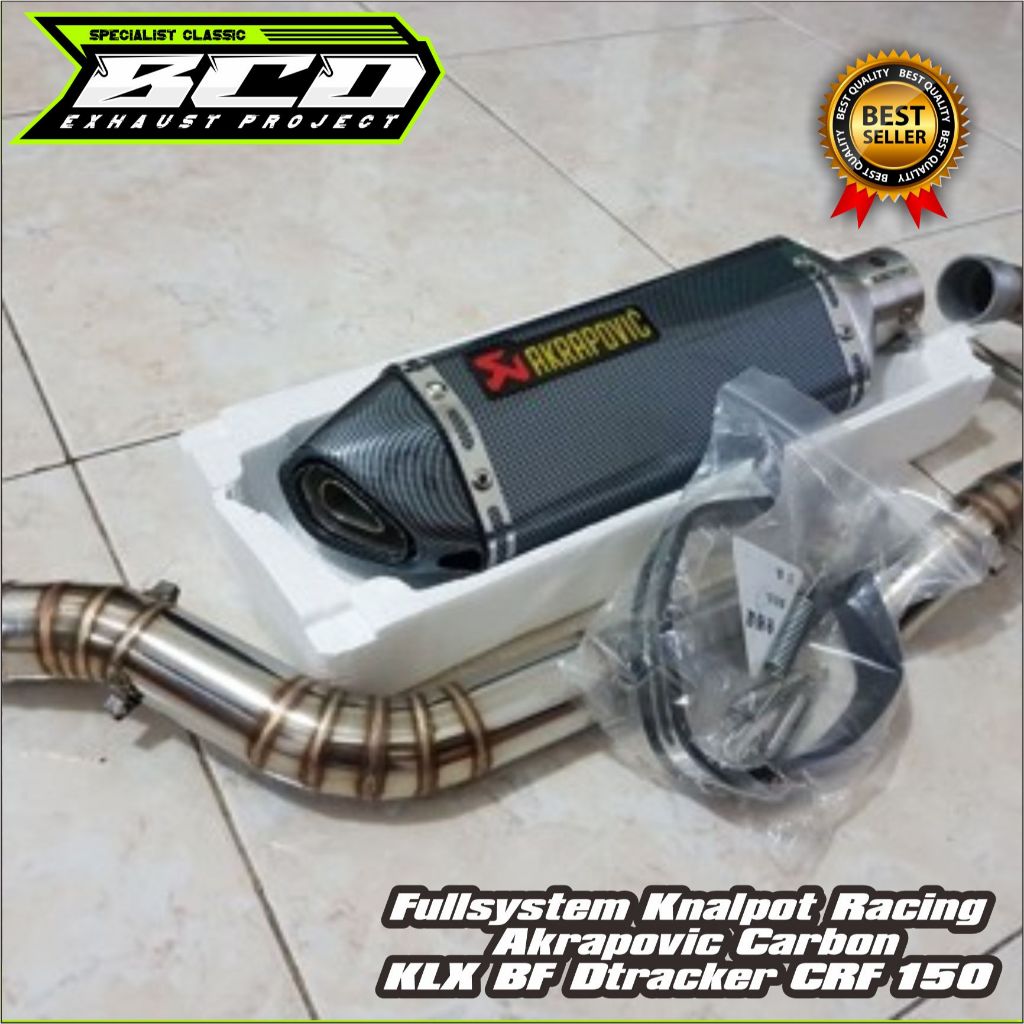 Fullsystem Knalpot Racing Akrapovic Carbon KLX BF Dtracker CRF 150 Original