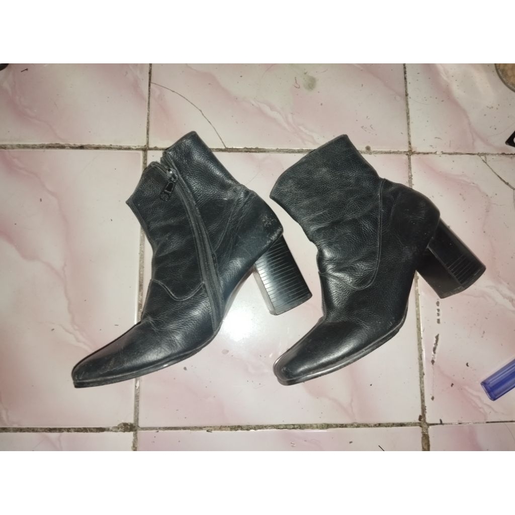 boots kulit wanita second boot heels wedges jungle jenggel wanita second